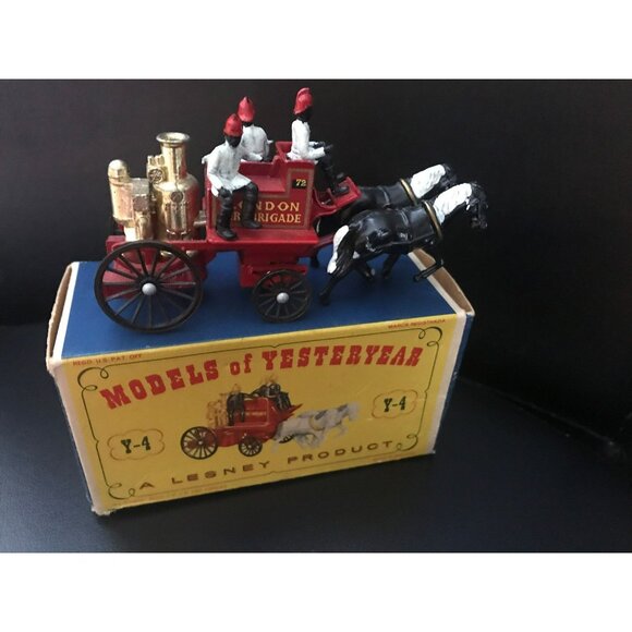 Vtg Matchbox Lesney Models of Yesteryear Y-4 Shand Mason Horse Drawn Fire Engine - Picture 2 of 10